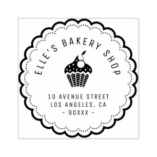 Elegant bakery shop business address rubber stamp
