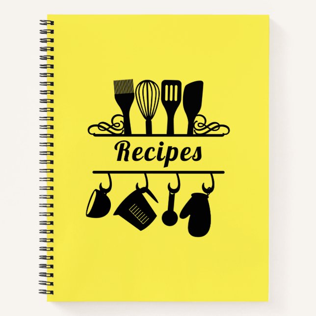 Elegant Baking Cooking Lemon Yellow Recipes Notebook (Front)