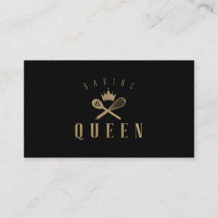 Elegant Baking Queen Bakers Whisk & Spoon Crown Business Card