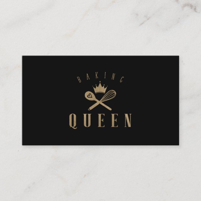 Elegant Baking Queen Bakers Whisk & Spoon Crown Business Card (Front)