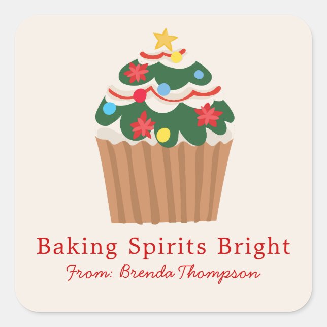 Elegant Baking Spirits Bright Modern Food Cute Square Sticker (Front)