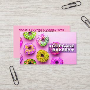 Elegant Baking Sweets   Pink Cupcake Bakery Business Card