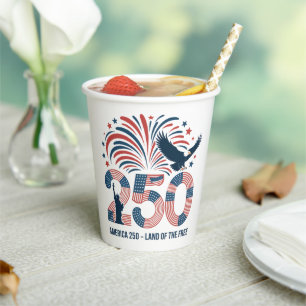 Elegant Bald Eagle America 250 Land of the Free Paper Cups