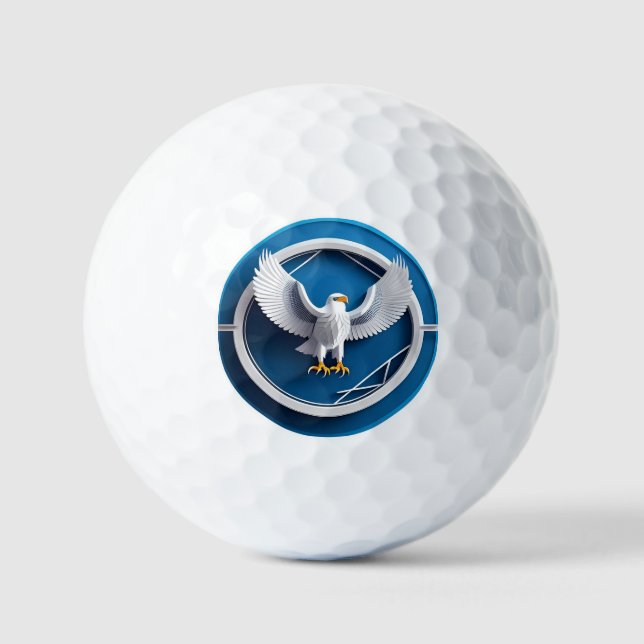 Elegant Bald Eagle Emblem Golf Balls (Front)