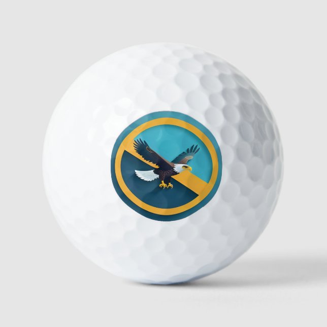 Elegant Bald Eagle Emblem Golf Balls (Front)