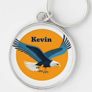 Elegant Bald Eagle Emblem Key Ring