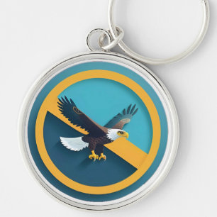 Elegant Bald Eagle Emblem Key Ring