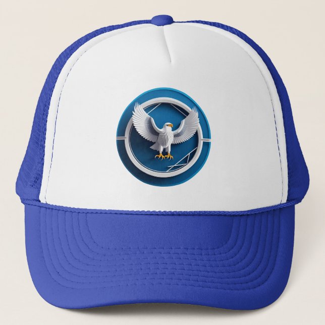 Elegant Bald Eagle Emblem Trucker Hat (Front)