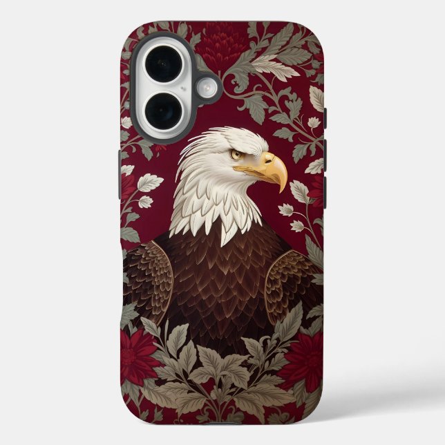 Elegant Bald Eagle William Morris Inspired Floral Case-Mate iPhone Case (Back)