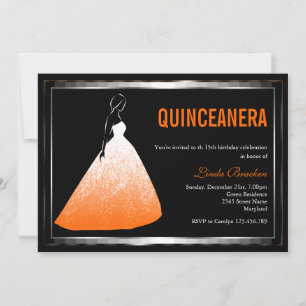 Elegant Ball Gown Orange Quinceanera Invite