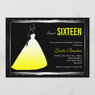 Elegant Ball Gown Yellow Sweet Sixteen Invite