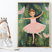 Elegant Ballerina Nursery Wall Art Poster
