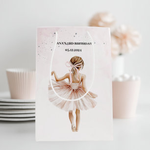 Elegant Ballerina Pink Birthday  Medium Gift Bag