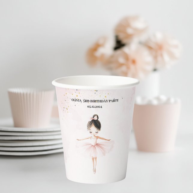 Elegant Ballerina Pink Birthday Paper Cups (Creator Uploaded)
