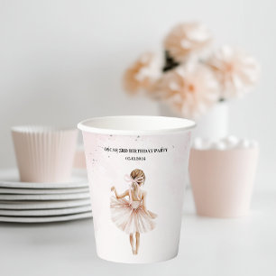 Elegant Ballerina Pink Birthday Paper Cups