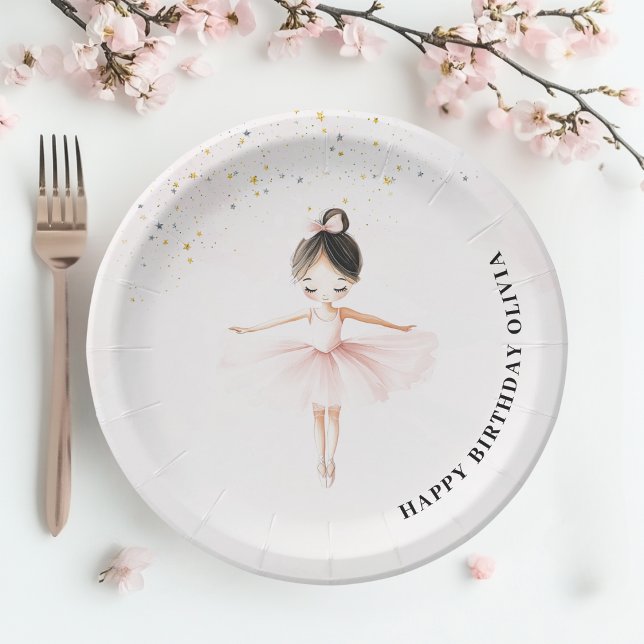 Elegant Ballerina Pink Birthday Paper Plate (Creator Uploaded)