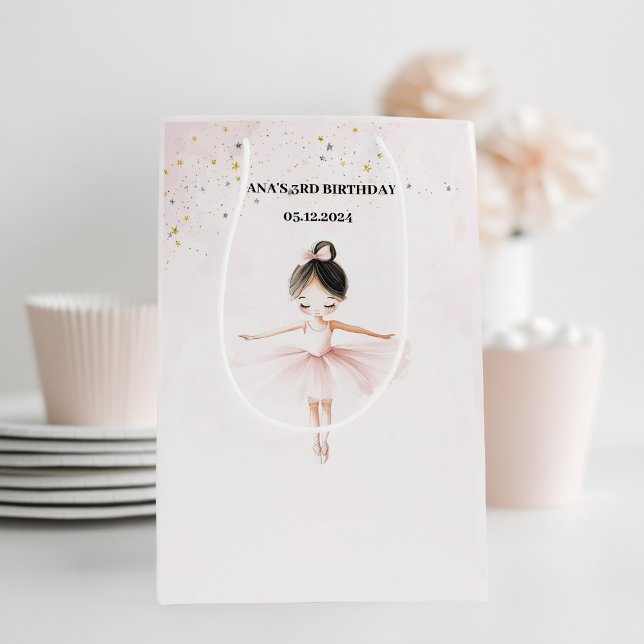 Elegant Ballerina Pink Birthday Party  Medium Gift Bag (Creator Uploaded)