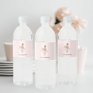 Elegant Ballerina Pink Birthday Water Bottle Label