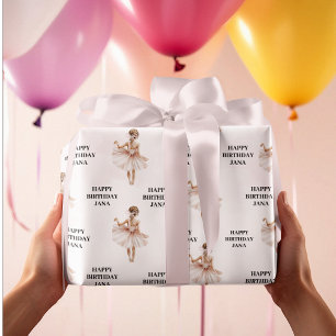 Elegant Ballerina Pink Birthday Wrapping Paper