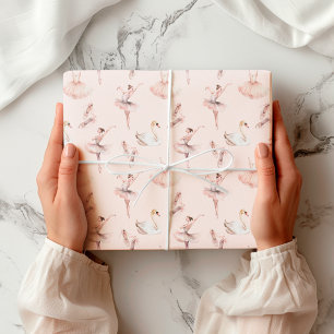 Elegant Ballerina Pink Watercolor Patttern Ballet  Wrapping Paper