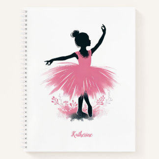 Elegant Ballerina Silhouette Ballet Notebook