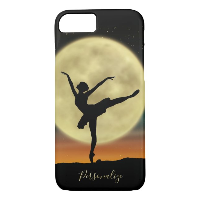 Elegant Ballerina Silhouette Full Moon Personalise Case-Mate iPhone Case (Back)