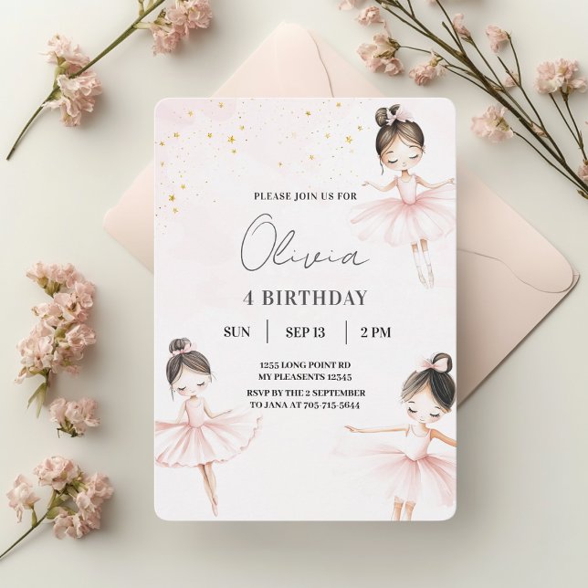 Elegant Ballerinas Pink Birthday  Invitation (Creator Uploaded)