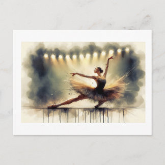 Elegant Ballet Dancer on Stage,  Postcard