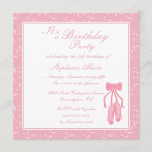 Elegant ballet slippers birthday party invitation