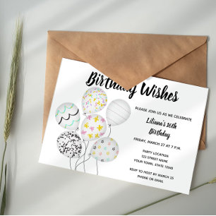 Elegant Balloon Birthday Invitation