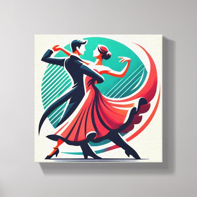 Elegant Ballroom Dance – Stylised Art Poster  Canvas Print (Front)