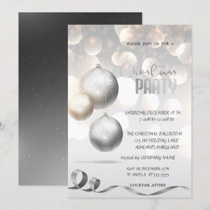 Elegant Balls Bokeh Company Christmas Party Invitation