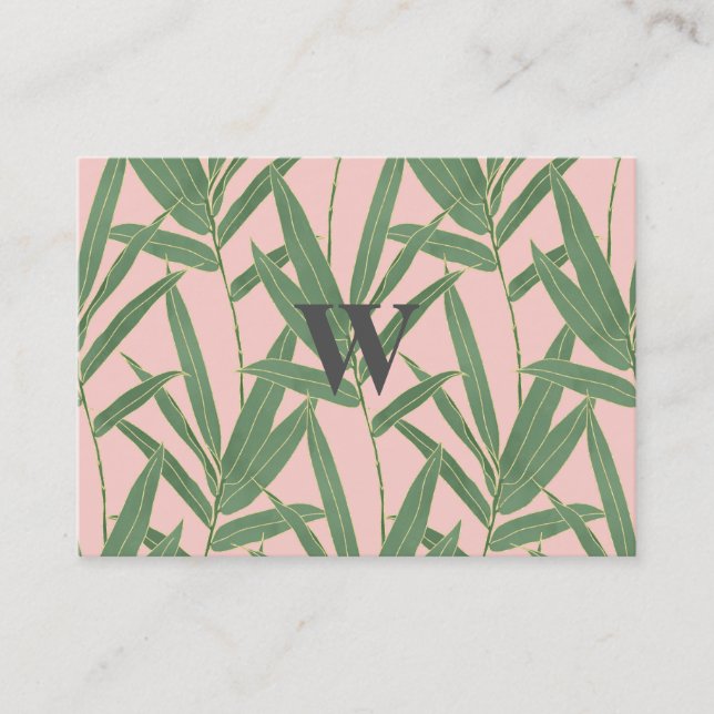 Elegant bamboo foliage design business card (Front)