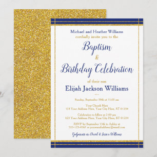 Elegant Baptism & Birthday Celebration Invitation