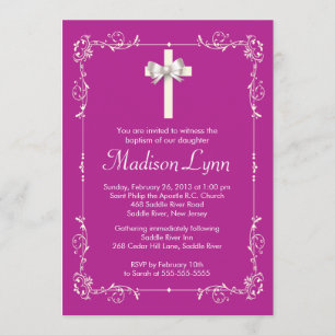 Elegant Baptism   Christening Elegant Cross Invitation