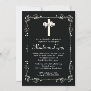 Elegant Baptism Christening Elegant Cross Invitation