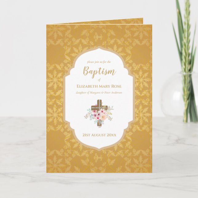 Elegant Baptism Christening Invitation and Program (Front)