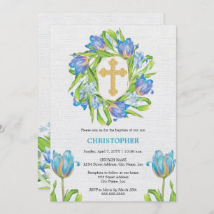 Elegant Baptism Floral Invitation
