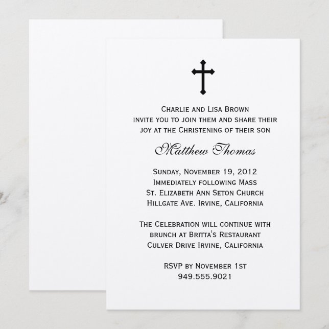 Elegant Baptism Invitation (Front/Back)