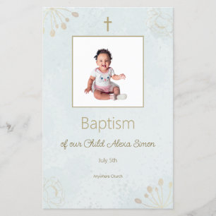 Elegant Baptism Menu Card for Baby 