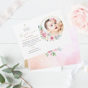 Elegant Baptism Religious event custom photo Invit Invitation