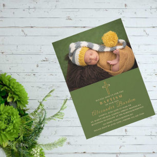 Elegant Baptism Religious eventcustom photo Invita Invitation