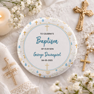 Elegant Baptism   Religious Kids Christening Party 3 Cm Round Badge