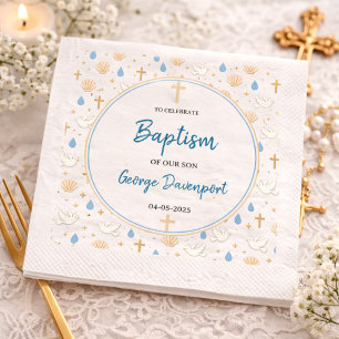 Elegant Baptism Religious Kids Christening Party Napkin