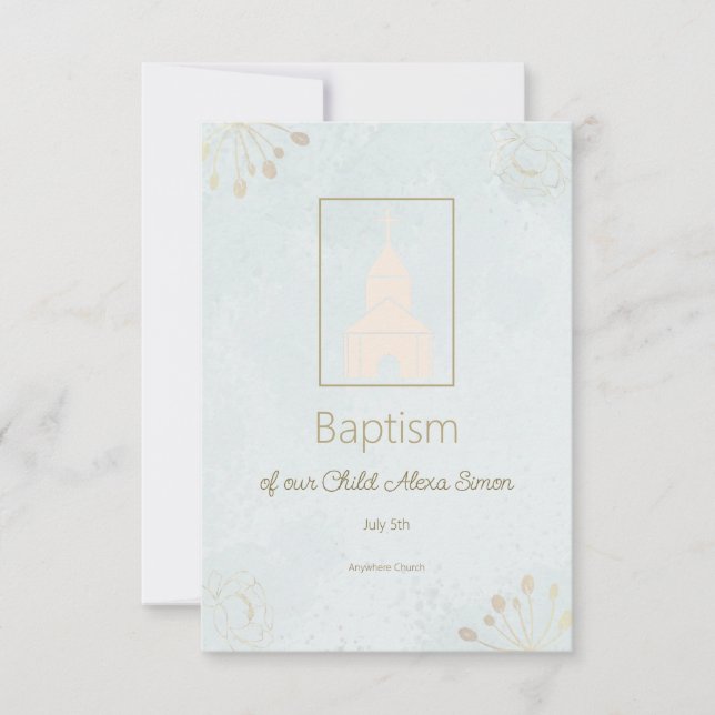 Elegant Baptism RSVP Card for Baby  (Front)
