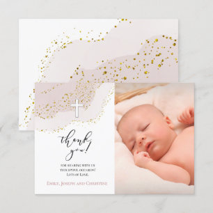 elegant baptism thank you baby girl invitation