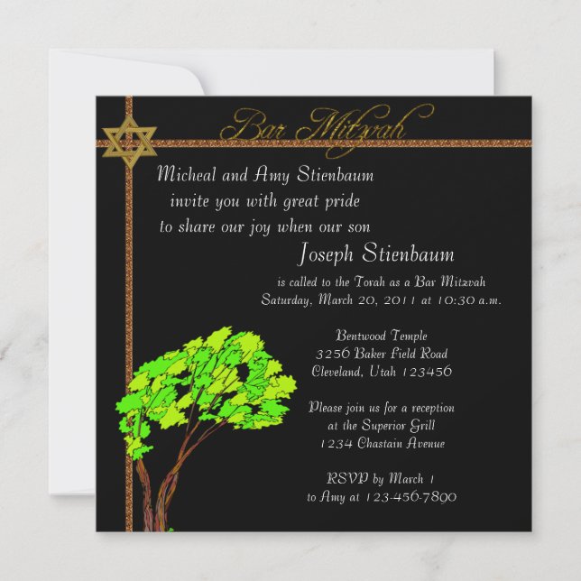 Elegant Bar Mitzvah Invitation (Front)