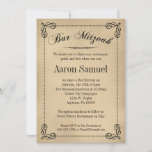 Elegant Bar Mitzvah Invitations<br><div class="desc">This formal & elegant Bar Mitzvah invitation harks back to yesteryear but still has one heck of a Cool Factor.  Neutral vintage paper style background with black scroll and script.</div>