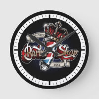 Elegant Barber Pole and Crown Logo Personalize