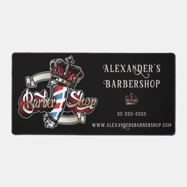 Elegant Barber Pole Personalise Desk Mat (Front)